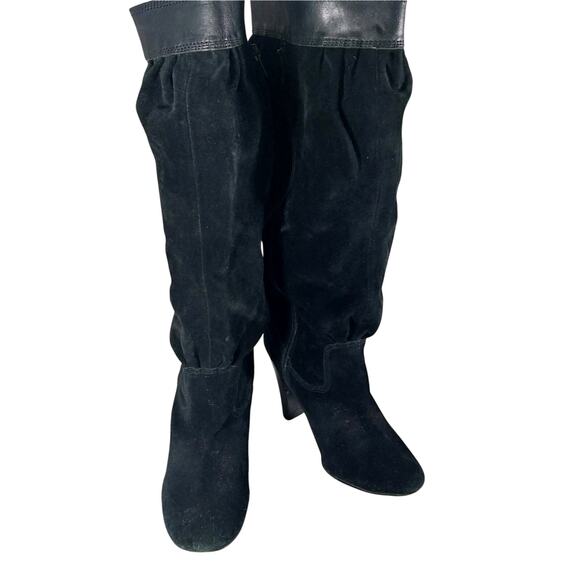 MICHAEL KORS! BLACK GENUINE SUEDE & LEATHER SCRUNCHY SHAFT BOOTS! SZ 9.5M - Picture 2 of 11
